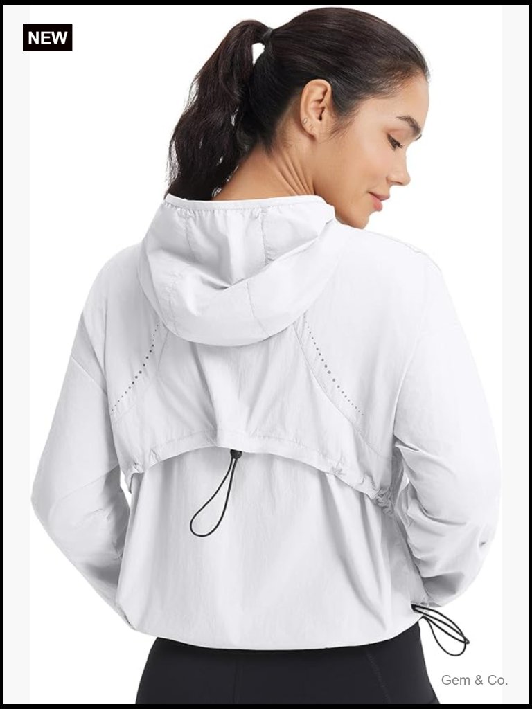 Women's Upf 50+ Sun Jacket Packable Lightweight Crop Windbreaker Zip Up Hoodie